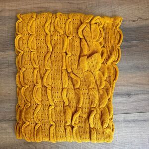 Mustard Scallop Scarf Women Knit Ruffle Wrap Fall Accessory Boho Casual Soft NWT